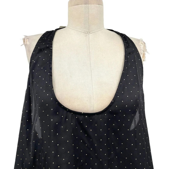 Free People Intimately Black Satin Gold Stud Polka Dot Tank Top Size Large - Picture 2 of 8